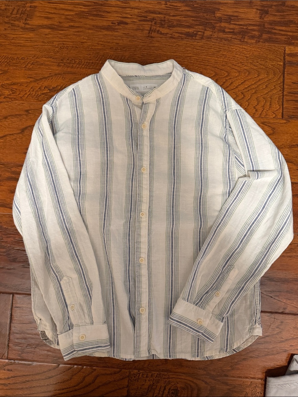 Zara White and Blue Striped Kids Button-Down Shirt